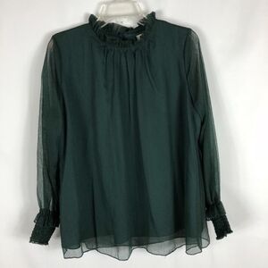 New Light Dark Green Long Sleeve Blouse NWT
